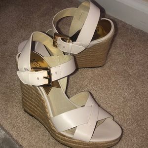 michael kors white wedges
